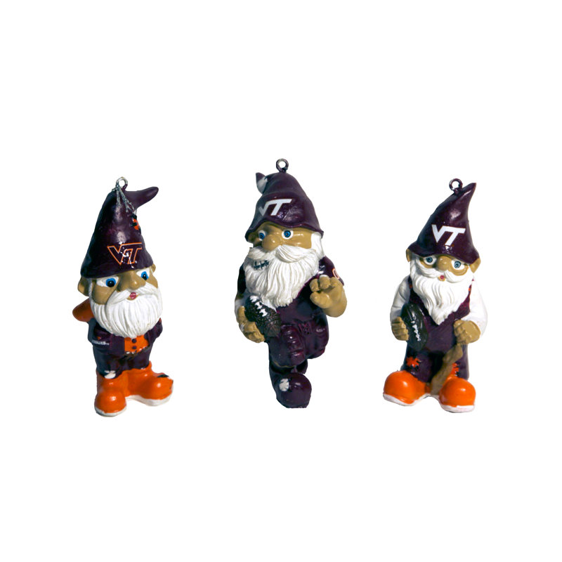 Ensemble de 3 ornements suspendus gnome NCAA, Hokies de Virginia Tech University