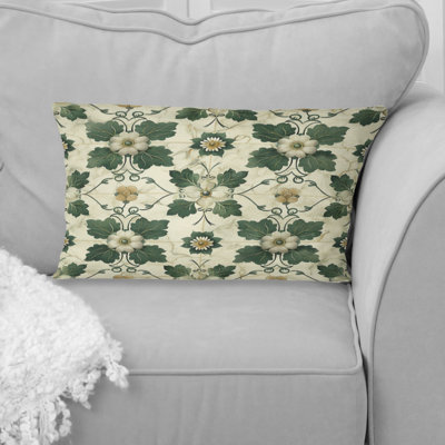 Beige Green Modern Flower Garden II - Modern Lumbar Pillow