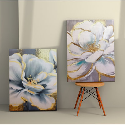 Élégantes peintures sur toile décoratives (2 pièces), 19,7 po x 27,6 po chacune | 100% toile avec cadres 100% bois | Superbe art mural pour le salon et la chambre à coucher, parfait pour la décoration intérieure et les idées de cadeaux