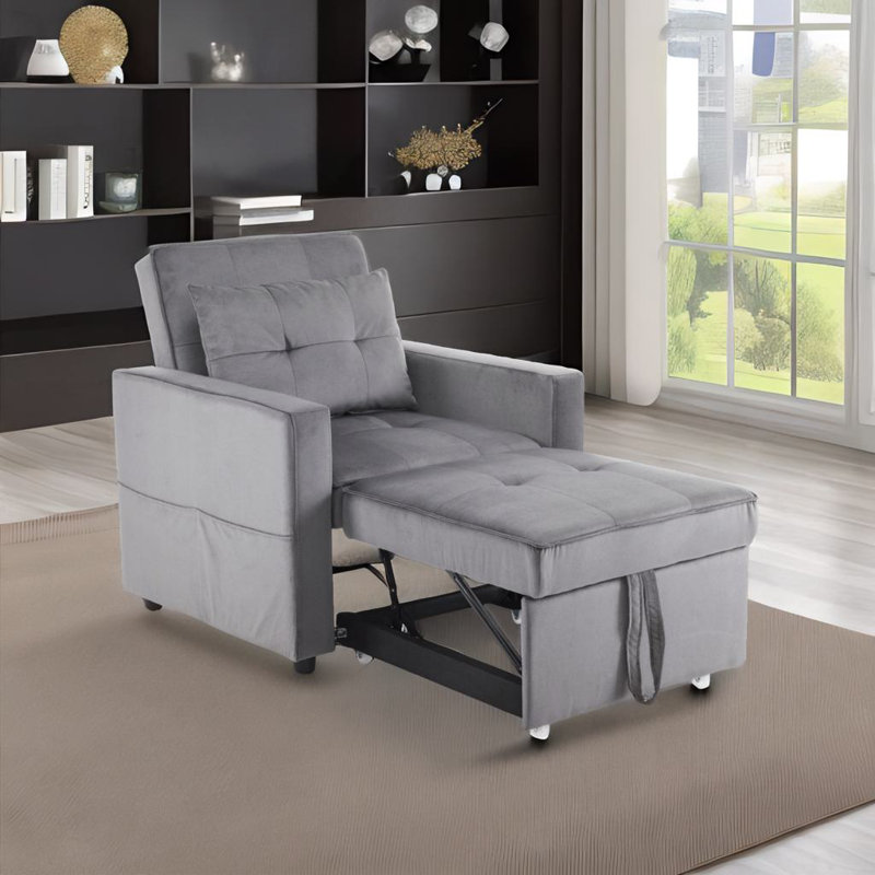 Divan-lit convertible, Velours gris velours