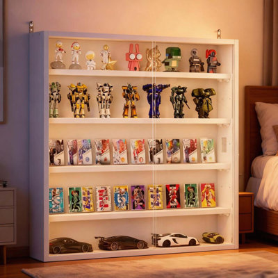 Vitrine murale avec portes en verre et tablettes réglables