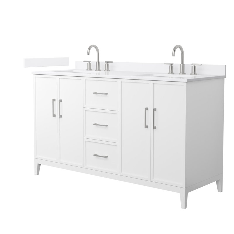 Elan 60'' W Vanity, White, 8" Center, Brushed Nickel