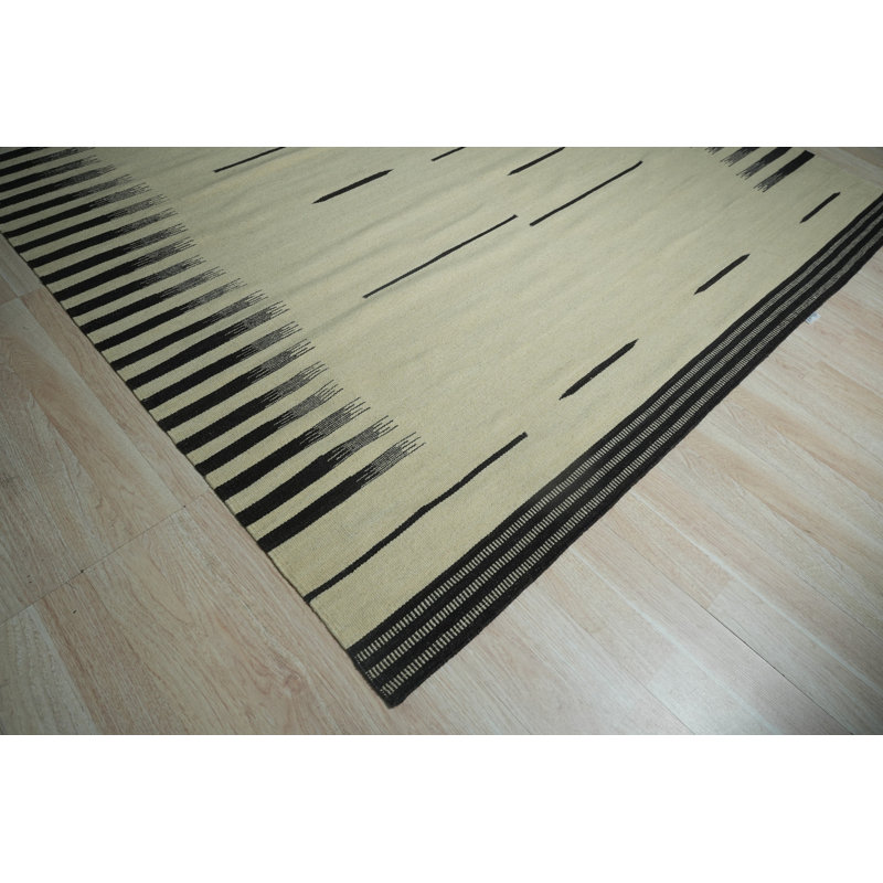 Tapis transitionnel tissé à la main beige / brun Lehnhard, Rectangulaire 8 pi x 10 pi