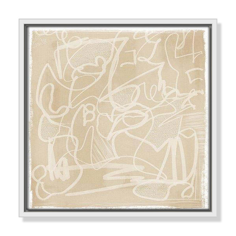 «Scribble Elegance» par Leah Straatsma, Cadre flottant blanc, H 13,5 po x l 13,5 po x P 2 po