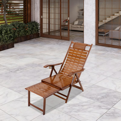 Chaise pliante inclinable avec dossier réglable Chaise longue en bois massif pour l'extérieur, jardin, terrasse, patio