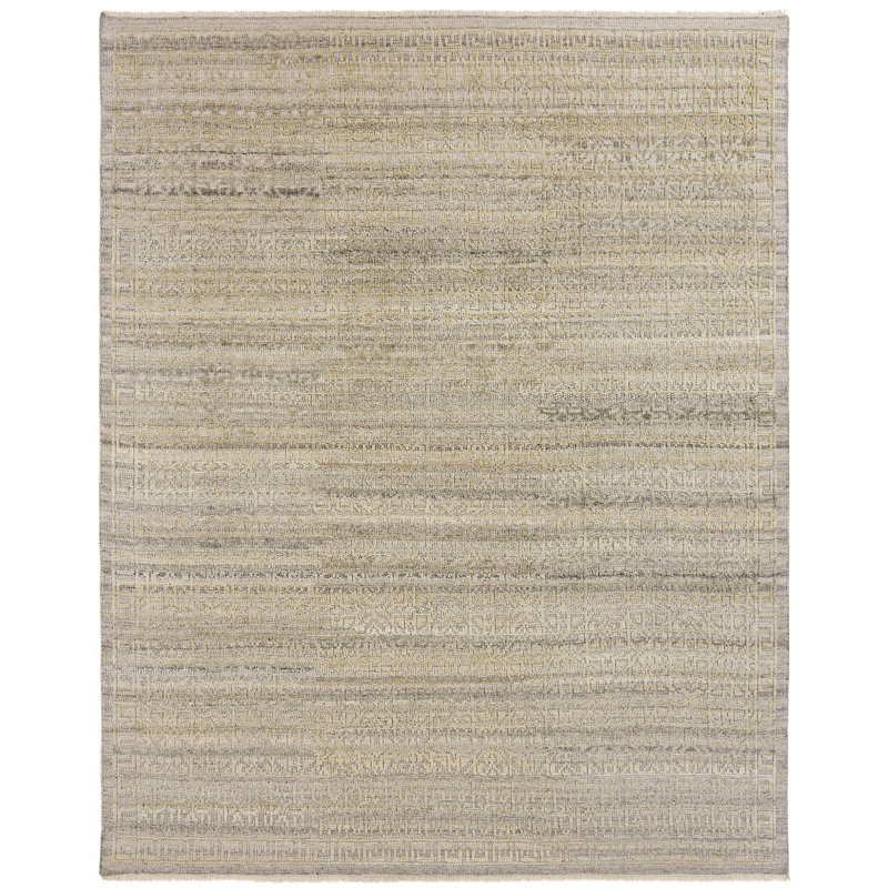 Avannah Wool Area Rug in Beige, Rectangle 6' x 9'