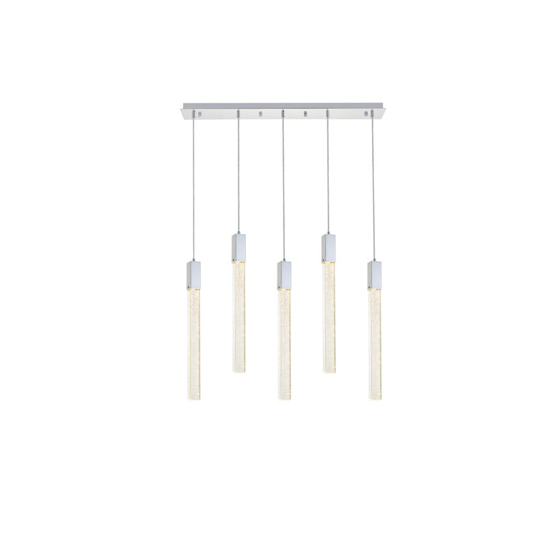 Luminaire suspendu rectangulaire à 5 lumières pour îlot de cuisine Aliha, Chrome