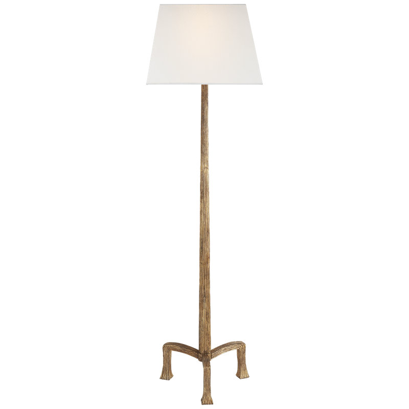 Chapman & Myers Strie Floor Lamp, Gilded Iron, Fabric