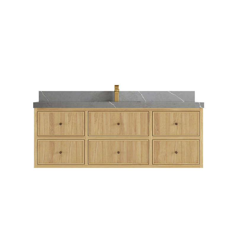 Ensemble de meuble-lavabo simple 60 po Sonoma, Gris Piatra