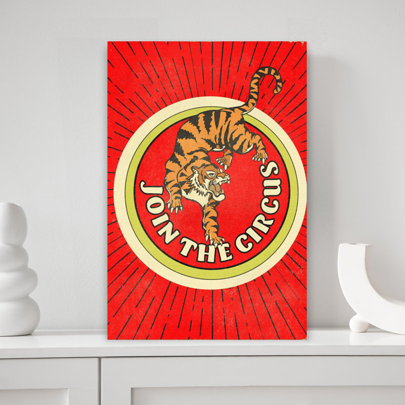 Contemporary Art Bold Classic Retro Tiger Architecture Landscape Wall Art - Wrapped Canvas Print, 45.72 cm H x 30.48 cm W