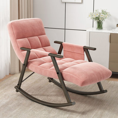 Chaise berçante pliante décontractée avec dossier haut réglable, repose-pieds et poches latérales pour le salon, la chambre à coucher et le balcon