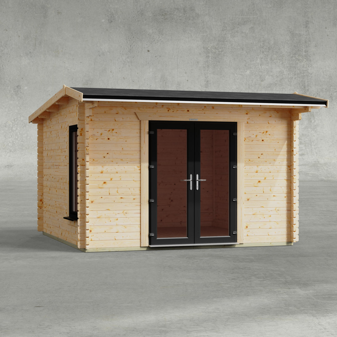 Powersheds 12 x 12ft Apex Log Cabin, Doors Central - 44mm