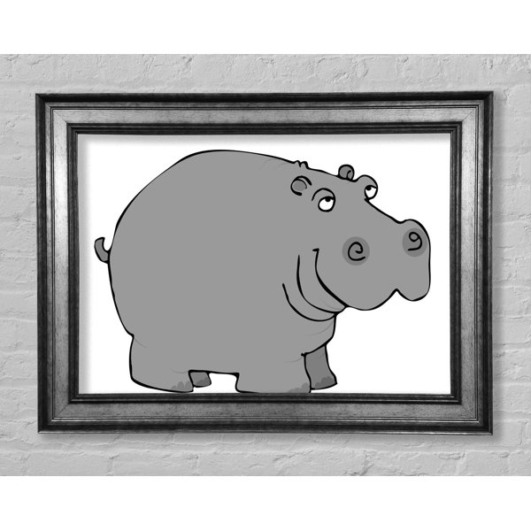 Ivy Bronx Big Fat Hippo White Framed Print | Wayfair.co.uk