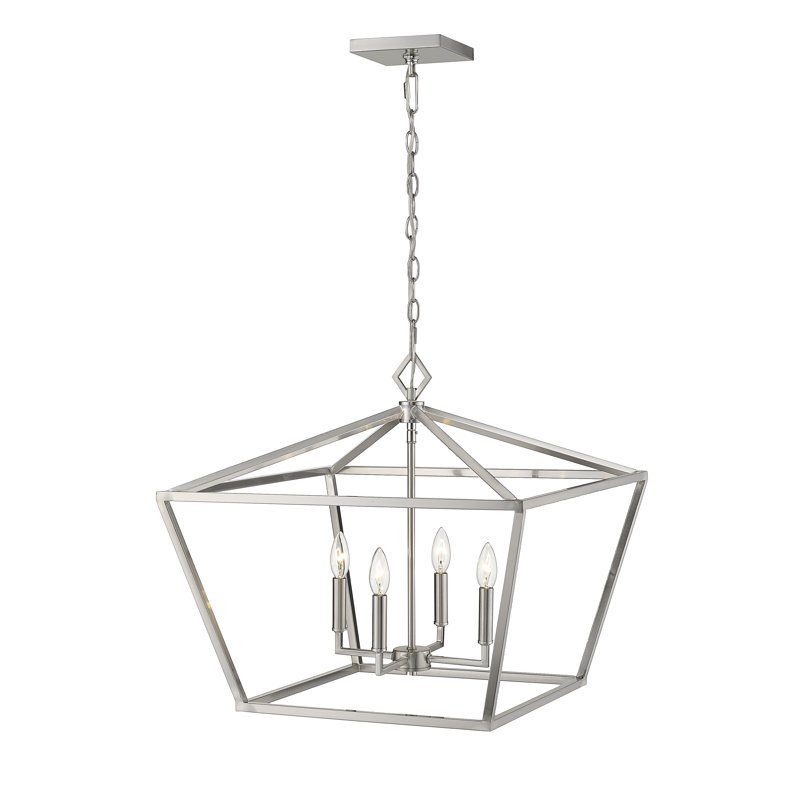 Lustre géométrique à 4 lumières Poisson, Nickel satiné, H 21 po x l 23 po x P 23 po