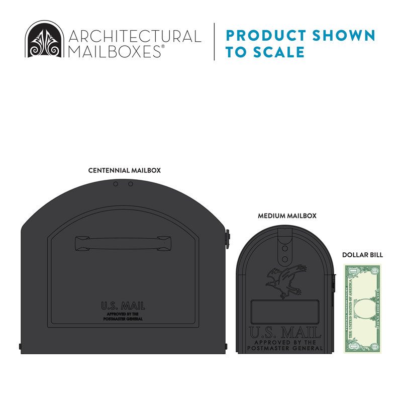 Centennial Mailbox+Post Combo Kit in Black, Black, Black