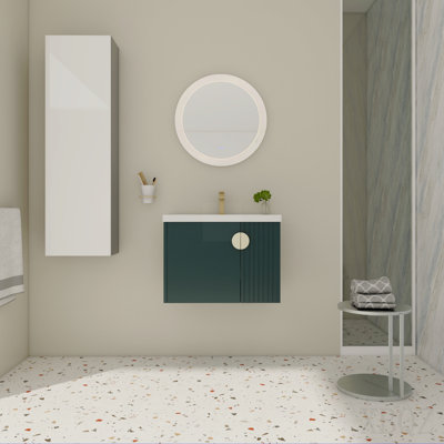 Meuble-lavabo de 28 po avec lavabo en céramique pour petite salle de bain