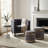Gugna Nesting Ottomans – Set of 2 Round Gray Fabric Footstools with Gold Bands, 18" and 15"
