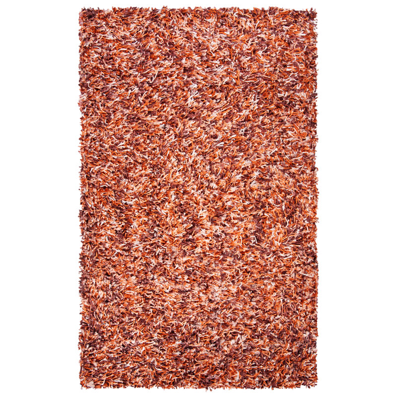 Tapis rouille / ivoire tissé à la main Poarch, Rectangle 4 pi x 6 pi