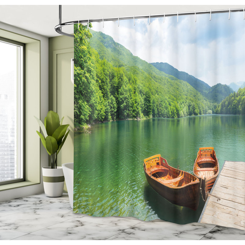 Shower Curtain with Hooks Included, 75"H x 69"W