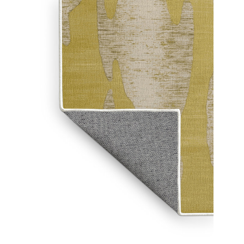 Machine Washable Abstract Beige Area Rug
