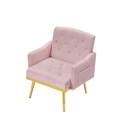 Luxurious Velvet Armchair with Tufted Design and Durable Metal Legs for Modern Comfort and Style