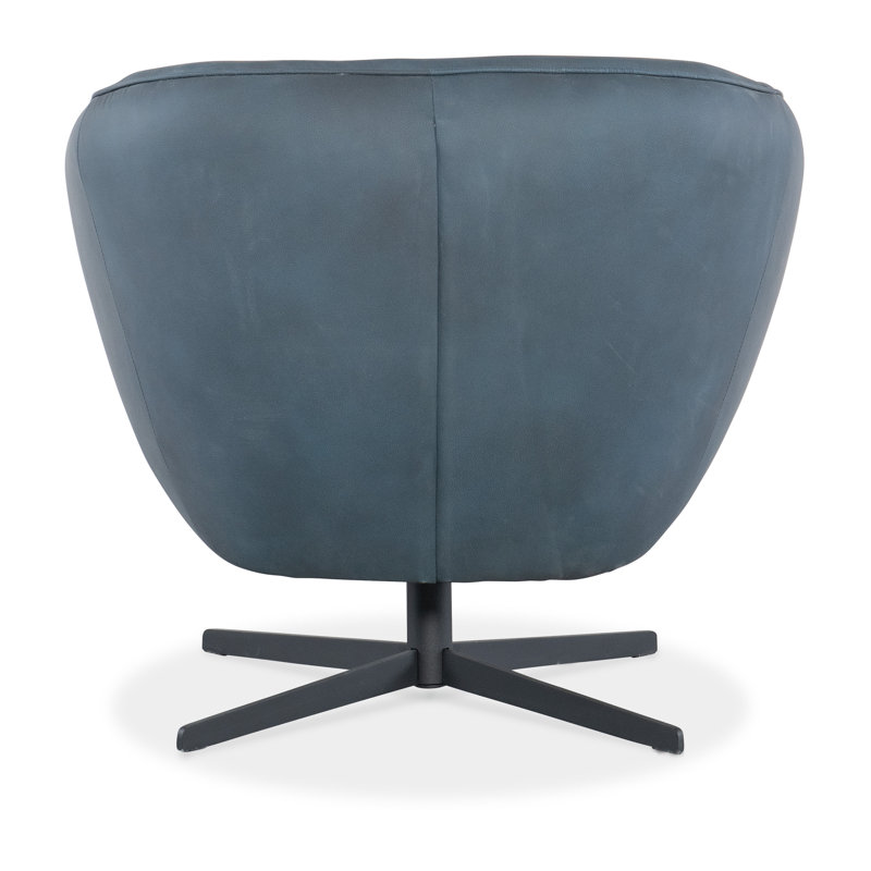CC Swivel Chair, Blue Genuine Leather
