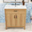 Meuble-lavabo en bois 30 po avec lavabo en céramique, tiroir rabattable et tablette réglable