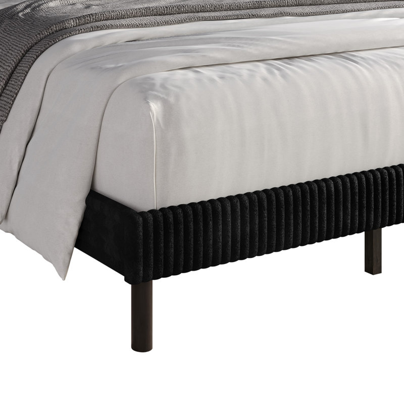 Duluth Upholstered Wingback Platform Bed, Black, Full