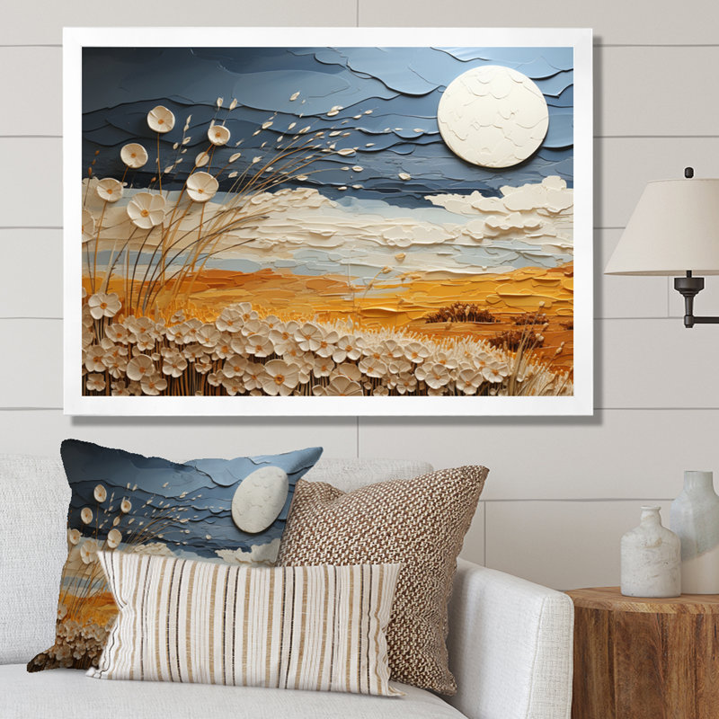 Nuage prairies collages VII - impression, Cadre photo blanc, H 30 po x l 40 po x P 1,5 po