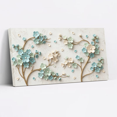 Ensemble de 1 tableau sur toile représentant une branche florale