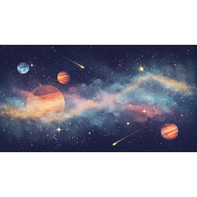 Adhésif décoratif espace | Murale galaxie | Papier peint Outer Space | Art mural étoiles et planètes célestes | Décoration astronomique 582RS (Peel-N-Stick) RS582