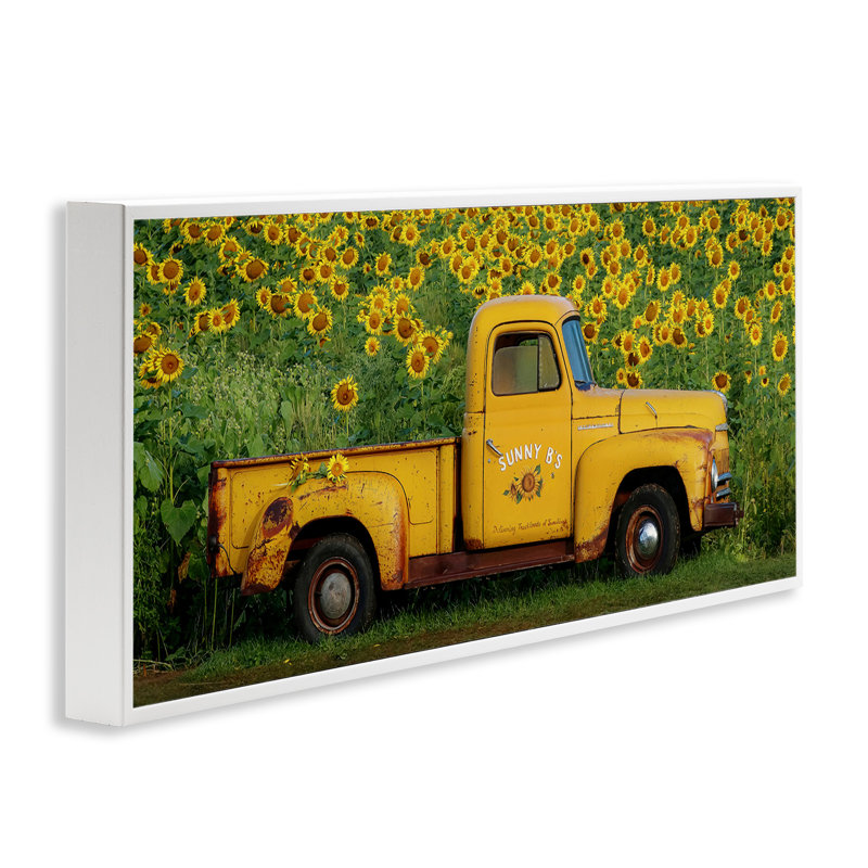 Art de giclée jaune sur camion de tournesol jaune par Carrie Ann Grippo-Pike, H 10 po x l 24 po x P 1,5 po