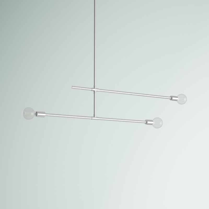 Lustre à niveaux unique à 3 lumières Borkouer, Chrome