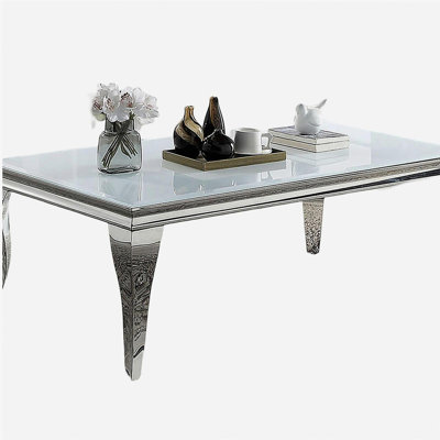 50.6" W Glam Coffee Table, White