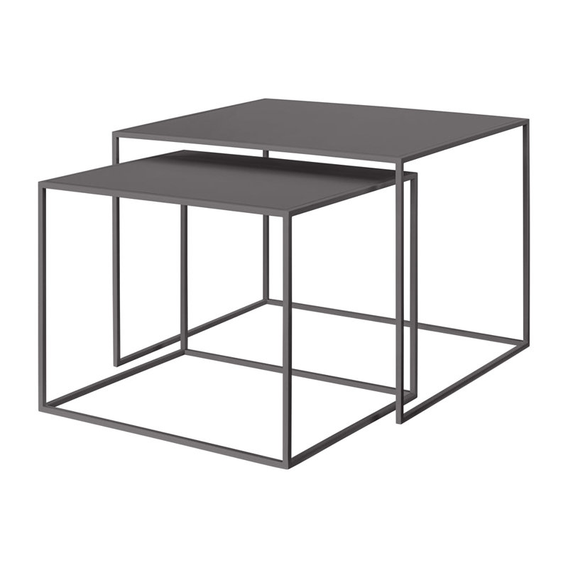 FERA Set of 2 Nesting Tables - Rectangular - Steel Grey, Steel Grey