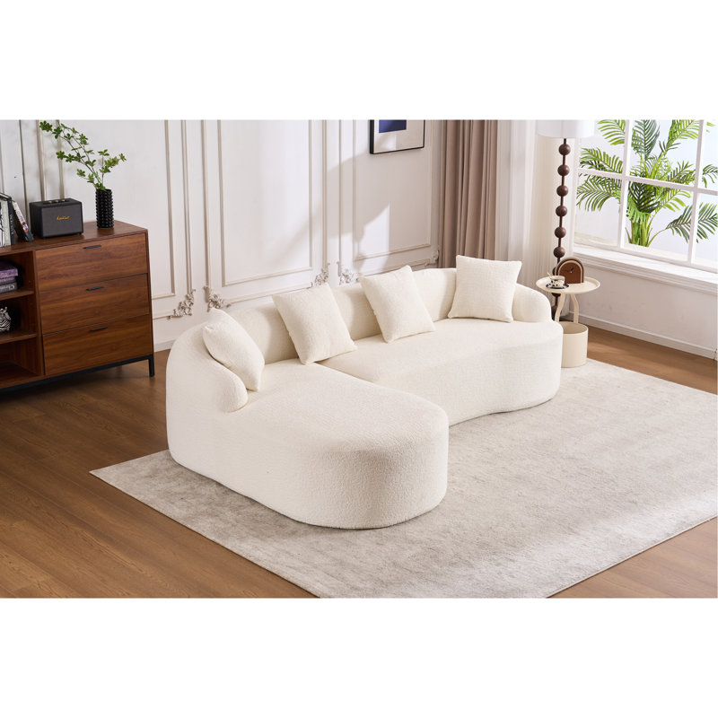 Canapé modulaire en L éponge à compression complète LY-022, méridienne modulaire en chenille blanc nuage, 30D haute densité pour le salon d'appartement, 900 lb