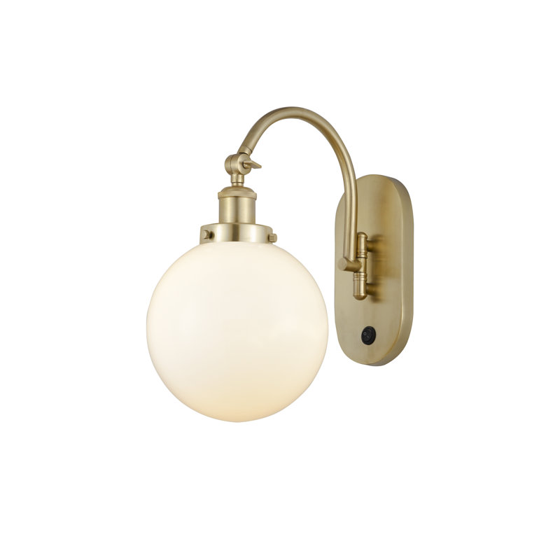 Shauna Swing Arm Sconce, Matte White, LED, Satin Gold