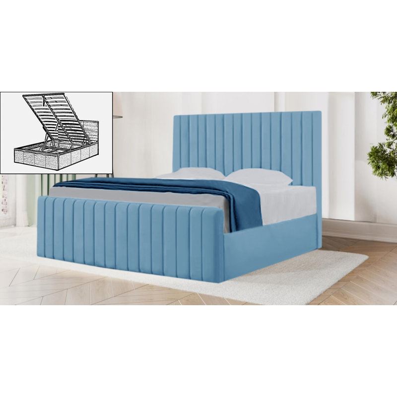 Sophia Storage Bed, Double (4'6), Sky Blue
