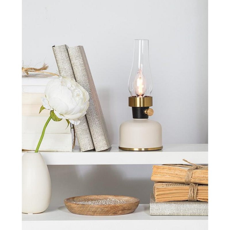 Petite lampe en forme de lanterne ivoire avec conduit, Ivoire ivoire, 9" H x 3" W x 3" D