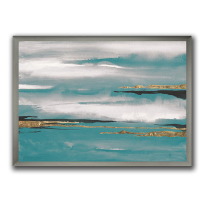 «Glam Teal Watercolor II», reproduction sur toile encadrée