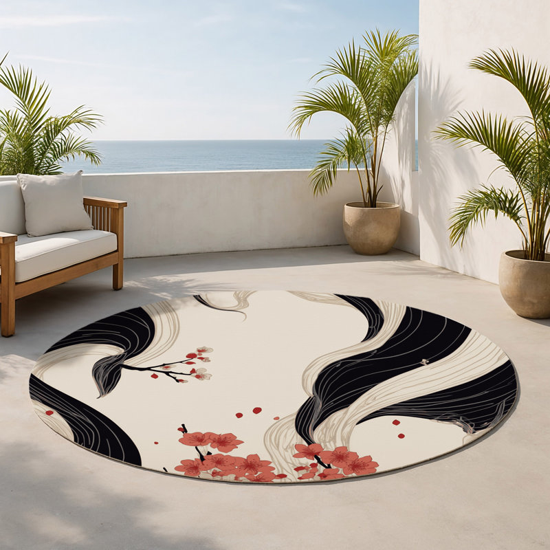 Tapis intérieur et extérieur Moonlit Grace, Rond 5 pi