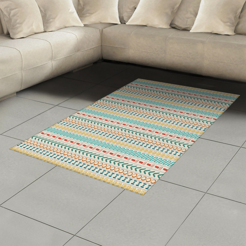 Ethnic High Density Long Fiber Poly Threads Decorative Area Rug Carpet, Rectangle 4' x 5'8"