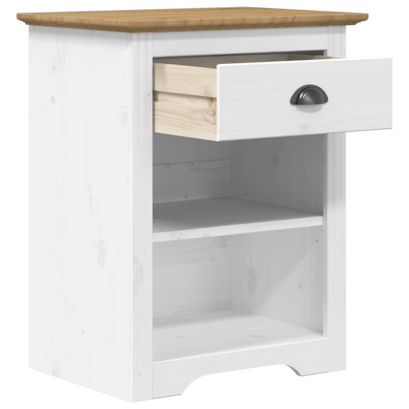 15.2'' W Solid Wood Nightstand, Brown/White