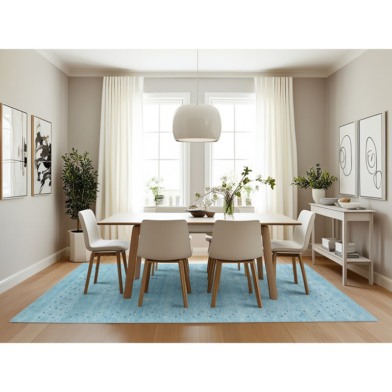 Tapis abstrait bleu, Rectangle 7 pi x 10 pi