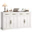 Buffet de style campagnard moderne – 4 portes et 4 tiroirs – Grand espace de rangement pour la salle à manger – Poignées dorées – Idéal pour la cuisine, le salon ou l'entrée-447721957