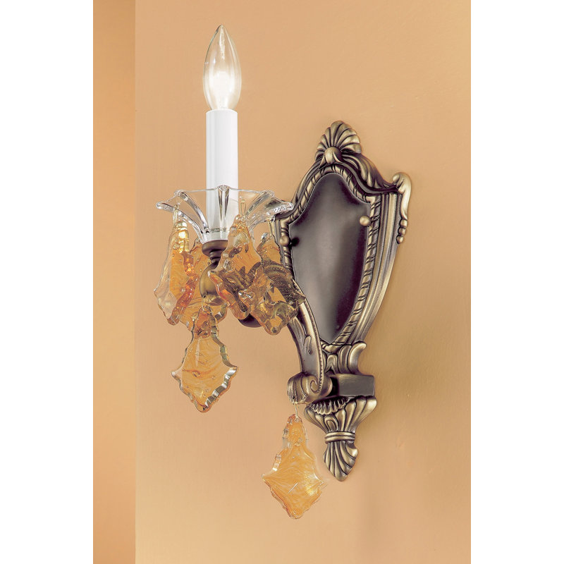 Lampe murale bougie 1 lumières Via Firenze, Crystalique, Bronze romain