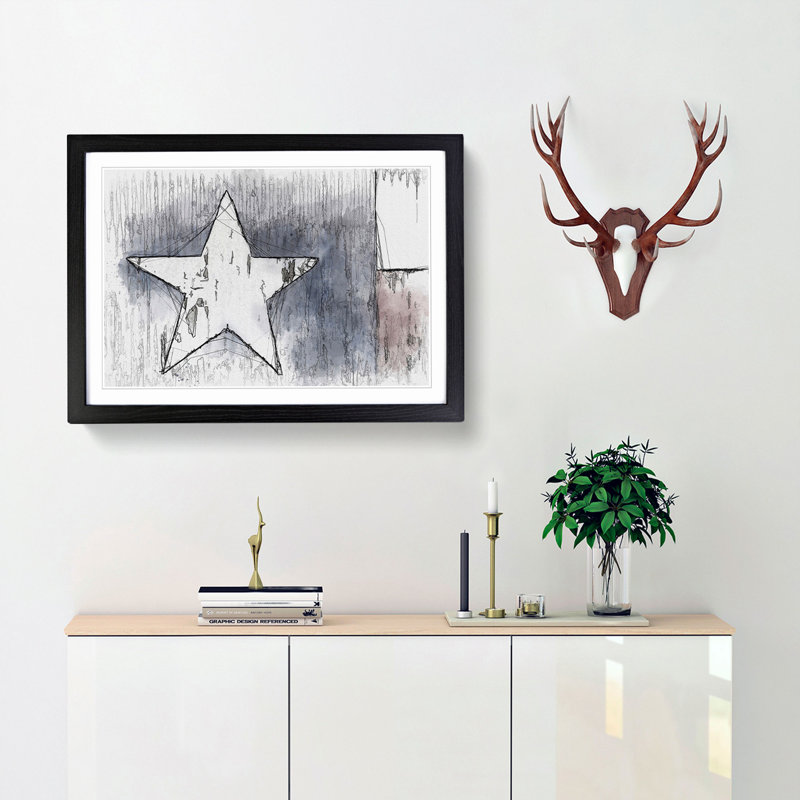 Flag of Texas in Abstract - Picture Frame Graphic Art Print, 27cm H x 36cm W x 2cm D, Black Framed