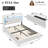 Floating Full Bed Frame With LED Light, Upholstered PU Leather Platform Full Bed With Charging Station & Wingback, Diamond Tufted Storage Headboard & Footboard, No Box Spring Needed-178682381-178682380