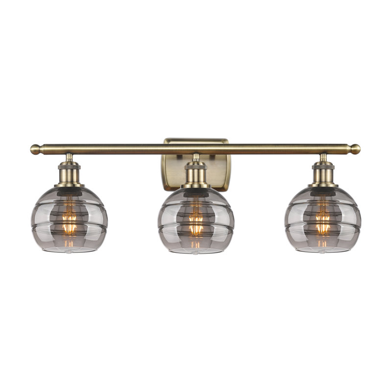 Bienes 3 - Light Dimmable Vanity Light, Light Smoke, Antique Brass