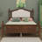 Queen Pine Wooden Bed With Upholstered Headboard And Panel Footboard, With Bed Rail Support Feet And Central Platform Support Feet
